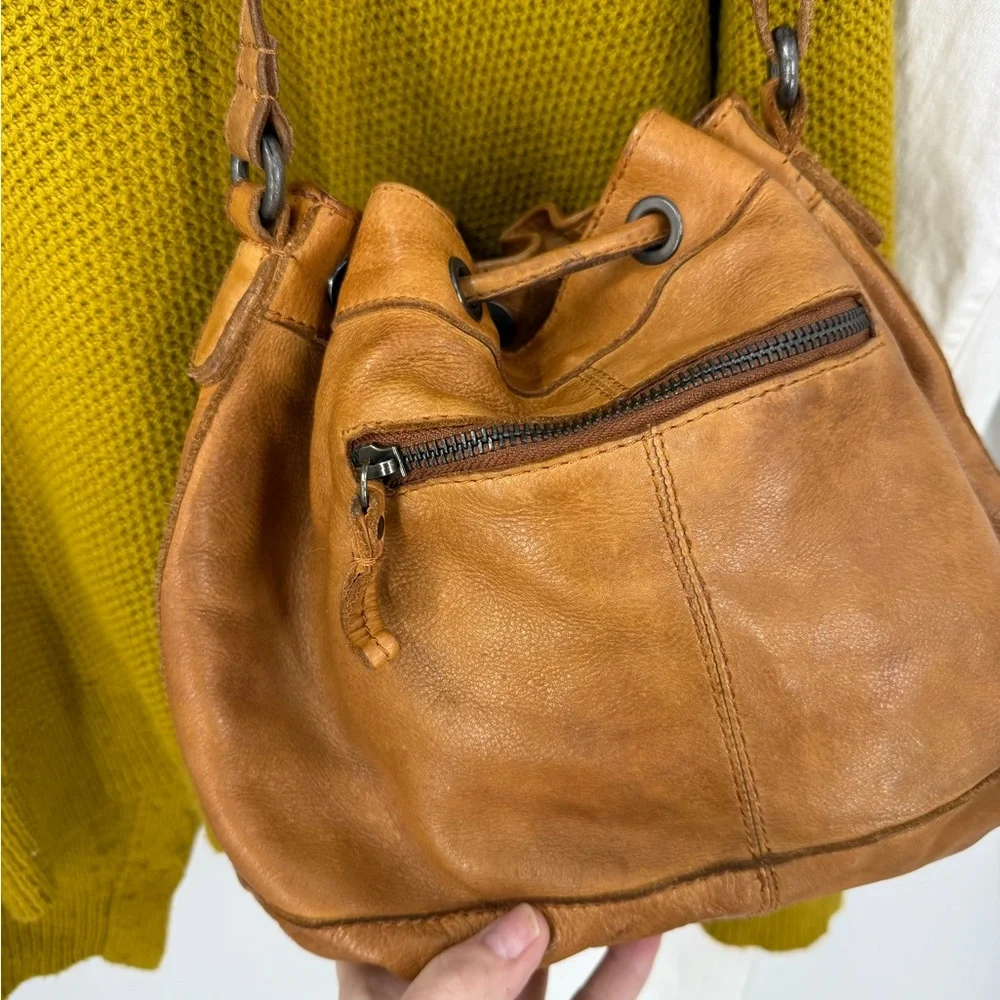 Unnamed leather woven hobo crossbody with drawstring purse